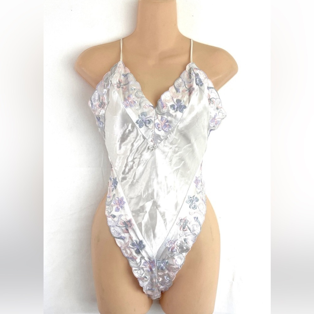 Delicates Satin Floral Chemise - White and Purple